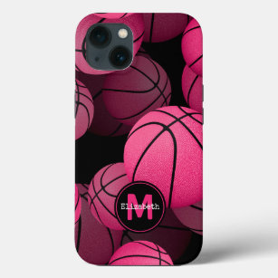 pink basketballs girls' personalized iPhone 13 case