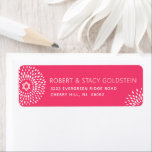 Pink Bat Mitzvah Starburst Type Bold Boho Address<br><div class="desc">Be proud, rejoice and showcase this milestone of your favourite Bat Mitzvah with this bold pop, personalized return address label! Fun, groovy, bush pink, and white modern sans serif typography, white flower starbursts and a blush pink hand drawn Star of David overlay a pink coral background. Personalize the custom text...</div>