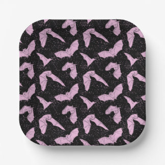 Pink Bat Paper Plates