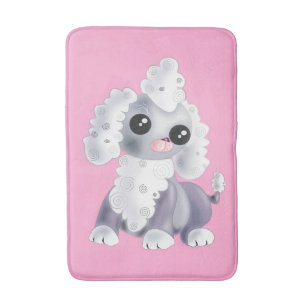 Pink Bath Mat with Cute Pet Dog - Customizable