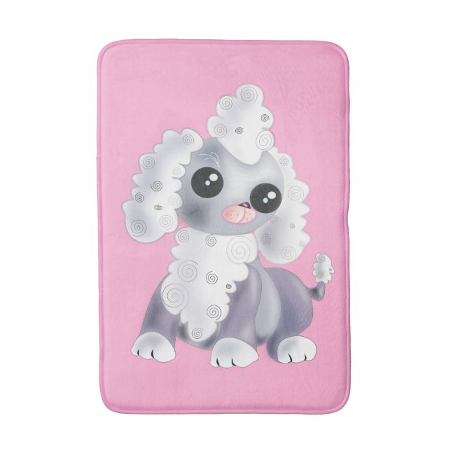 Pink Bath Mat with Cute Pet Dog - Customizable (Front Vertical)