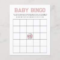 Pink Batter Up Baseball Baby Bingo Game