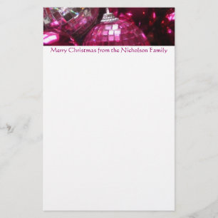 Pink Baubles header stationery pink text