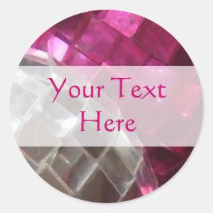 Pink baubles mirror ball 'Your Text' round sticker