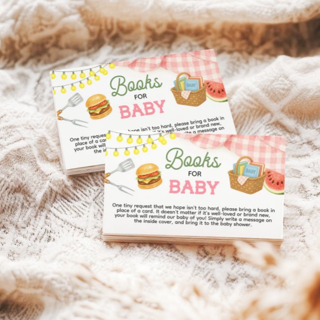 Pink BBQ Baby Shower Books for Baby Enclosure Card (Pink BBQ Baby Shower Books for Baby Enclosure Card)