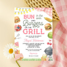 Pink BBQ Baby Shower Invitation - Bun in the Oven