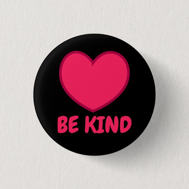 Pink Be Kind - Heart Shape 1 Inch Round Button (Front)