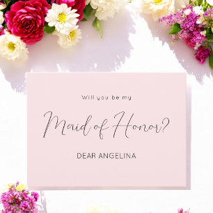 Pink Be My Maid of Honour Script Invitation
