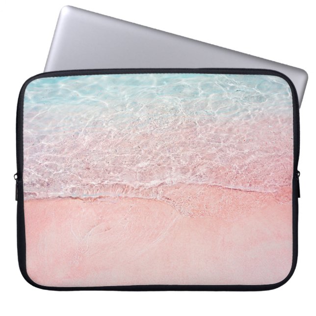Pink Beach and Splash Wave Laptop Sleeve (Front)