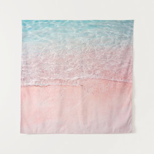 Pink Beach and Splash Wave Tapestry