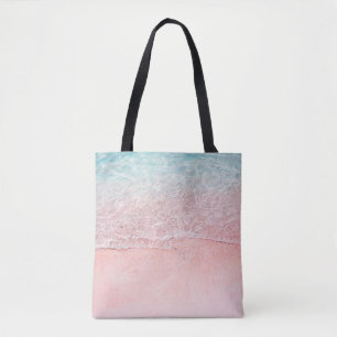 Pink Beach and Splash Wave Tote Bag