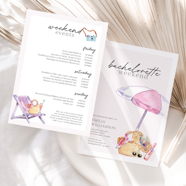 Pink Beach Bachelorette Party Weekend  Invitation (Creator Uploaded)
