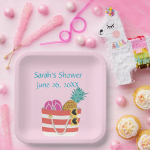 Pink Beach Bag  Paper Plate