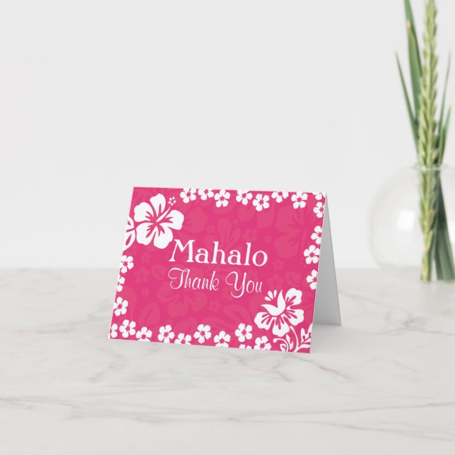 Pink Beach Flowers Wedding Thank You Cards (Front)