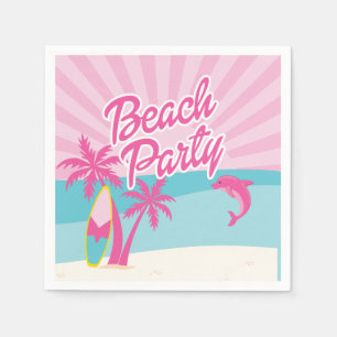 Pink Beach Palm Birthday Napkin