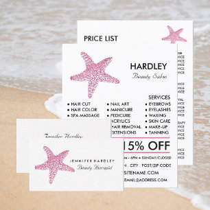 Pink Beach Starfish, Beautician, Beauty Salon Business Card