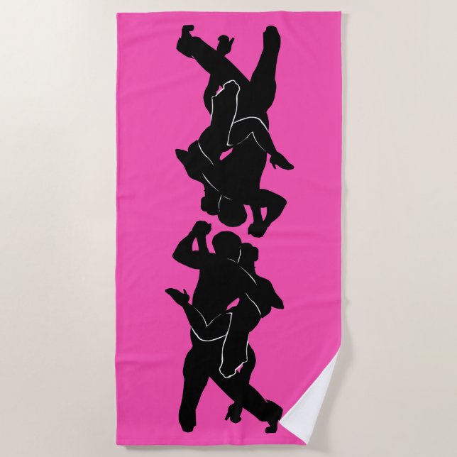 Pink Beach Towel Tango Dancers - Choose Color (Front)