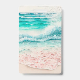 Pink beach waves badge