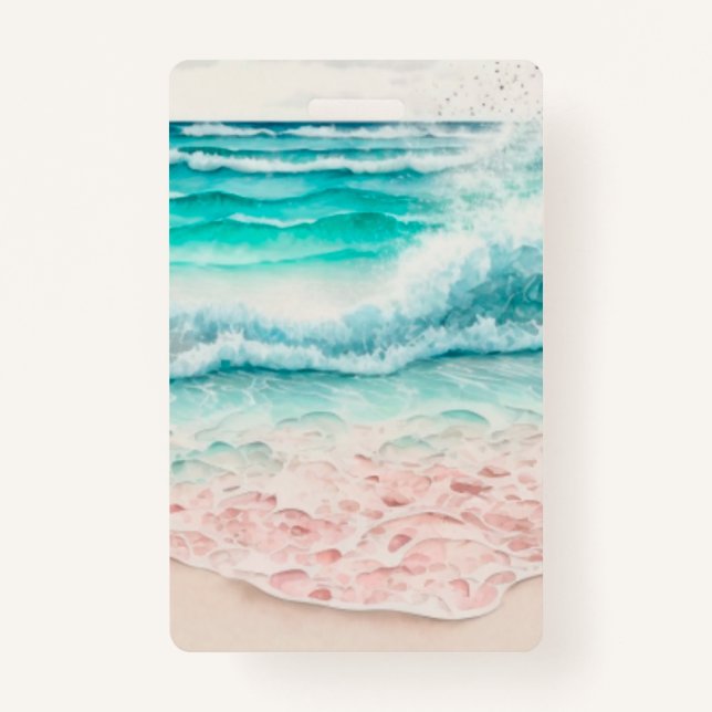 Pink beach waves badge (Front)