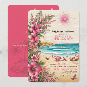 Pink Beach Wedding Shower Invitation