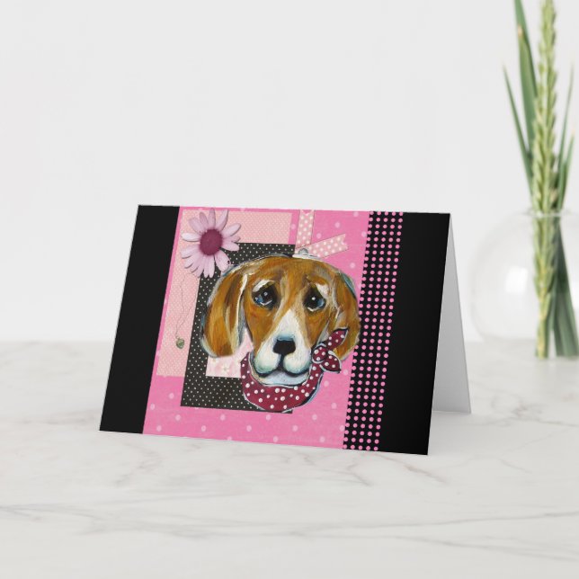 PINK BEAGLE HOLIDAY CARD (Front)