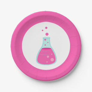 Pink Beaker Science Party Paper Plate