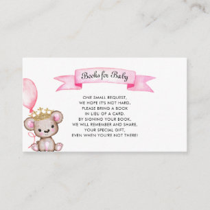 Pink Bear Baby Shower Books for Baby Enclosure Card