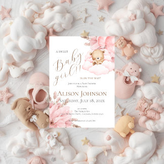 Pink Bear Baby Shower Girl invitation