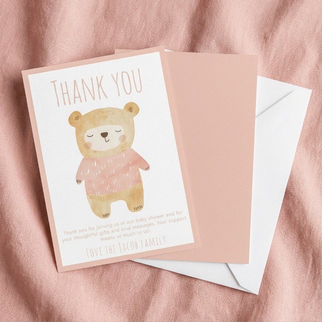 Pink Bear Baby shower mignon merci (Pink Bear Baby Shower Cute thank you.)
