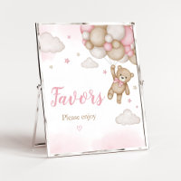 Pink Bear Balloon Baby Shower Favours