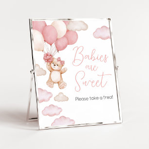 Pink Bear Balloon Bearly Wait Babies are Sweet Poster