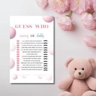 Pink Bear Balloon Mommy or Daddy Shower Game
