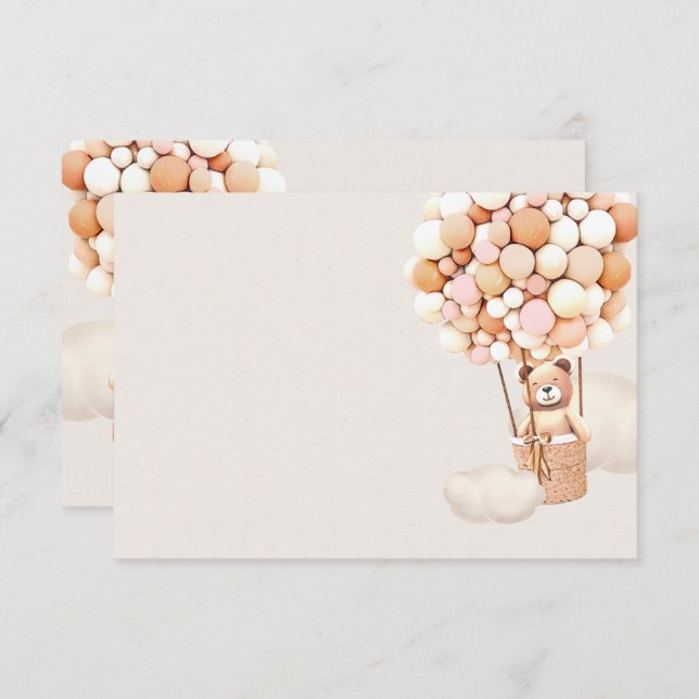 Pink Bear Balloons Blank Enclosure Card (Front/Back)