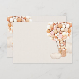 Pink Bear Balloons Blank Enclosure Card