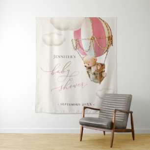 Pink Bear Balloons Tapestry