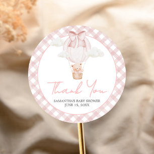 Pink Bear Bearly Wait Baby Shower Classic Round Sticker