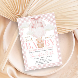 Pink Bear Bearly Wait Baby Shower Invitation