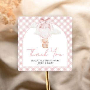 Pink Bear Bearly Wait Baby Shower  Square Sticker