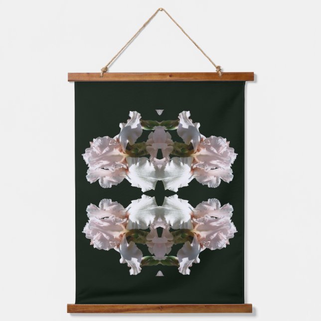 Pink Bearded Iris Flower Abstract Hanging Tapestry (Front)
