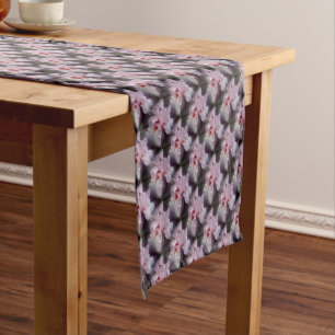Pink Bearded Iris Flower Pattern  Short Table Runner