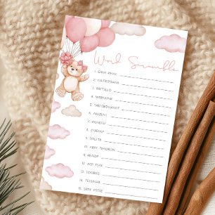 Pink Bearly Wait Baby Shower Word Scramble Game