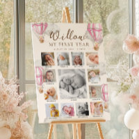 Pink Beary First Birthday Photo Timeline