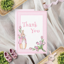Pink Beatrix Potter Plaid Animal Theme Baby Shower