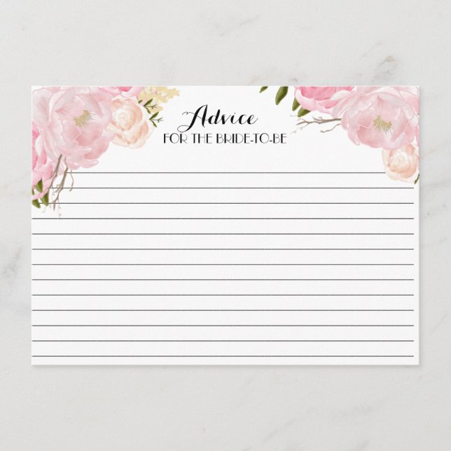 Pink Beautiful Floral Advice Cards (Front)
