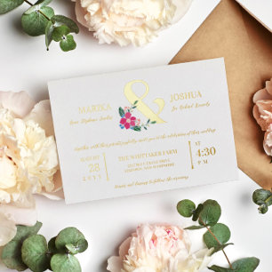 Pink Beautiful Floral Ampersand Typography Wedding
