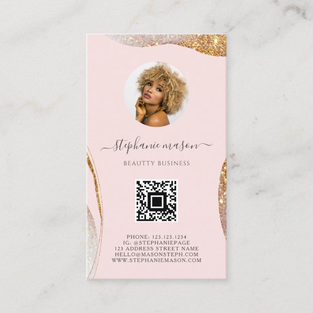 Pink Beauty Aesthetician Social Media Business Calling Card (Front)