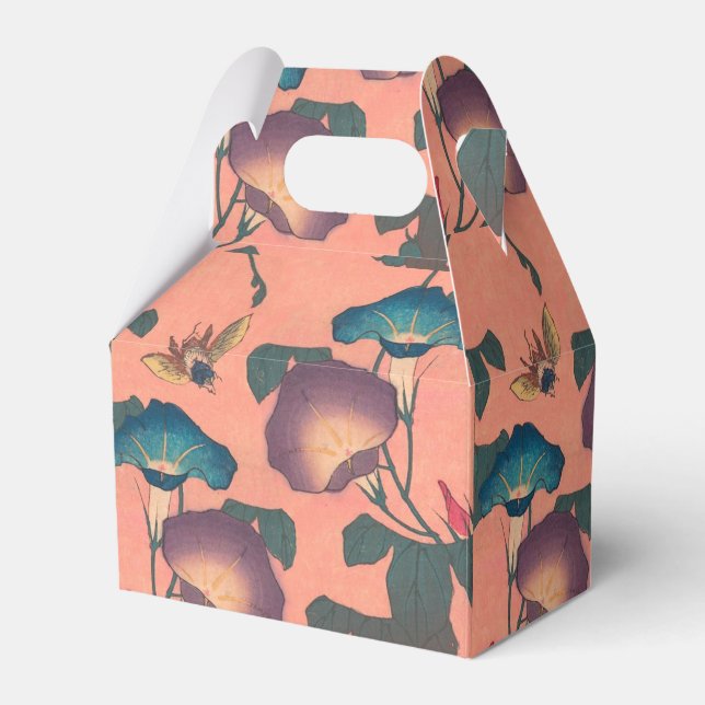 Pink Bee Flower Classic Hokusai Art Favor Box (Front Side)