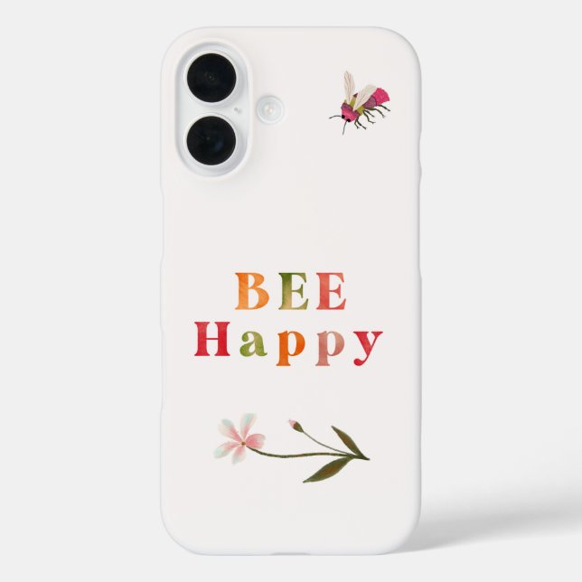 Pink Bee Inspirational Quote Flower Boho Case-Mate iPhone Case (Back)