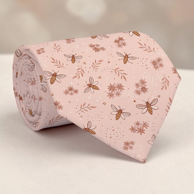 Pink Bee Pattern Custom Necktie (Creator Uploaded)