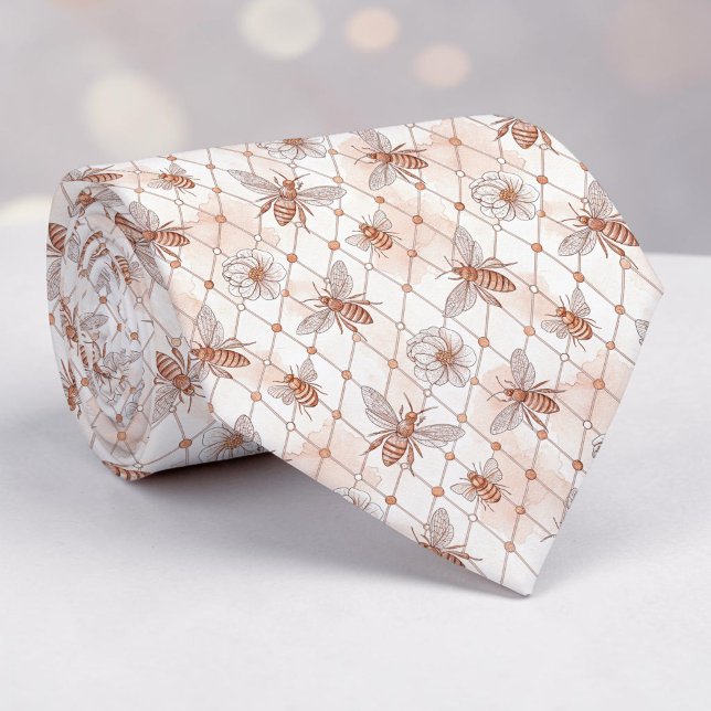 Pink Bee Pattern Custom Necktie (Creator Uploaded)